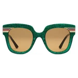 Gucci - Square Frame- Emerald Green Glitter Acetate and Gold Gucci Square-Frame Recycled Acetate Sunglasses – Lord & Taylor main image 4